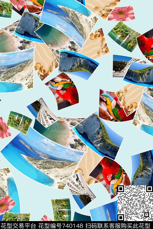 数码菊花鹦鹉数码印花华亿平台下载（图片编号: 740148） - 瓦栏（Walan）