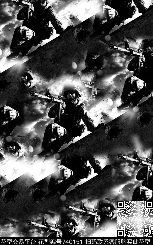 抽象手绘水彩画游戏风景人物军队数码印花时尚了男装夹克外套纹理印花欧美复古大牌满版纹理印花数码印花华亿平台下载（图片编号: 740151） - 瓦栏（Walan）