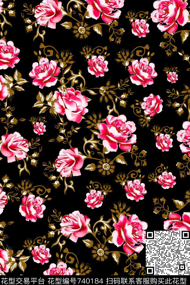 小碎花花朵花卉数码印花华亿平台下载（图片编号: 740184） - 瓦栏（Walan）