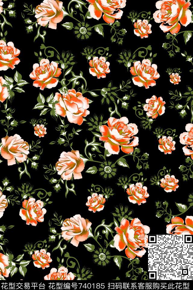 小碎花花朵花卉数码印花华亿平台下载（图片编号: 740185） - 瓦栏（Walan）