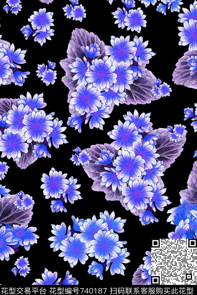 小碎花花朵花卉数码印花华亿平台下载（图片编号: 740187） - 瓦栏（Walan）