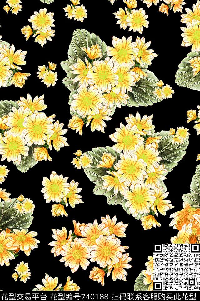 小碎花花朵花卉数码印花华亿平台下载（图片编号: 740188） - 瓦栏（Walan）