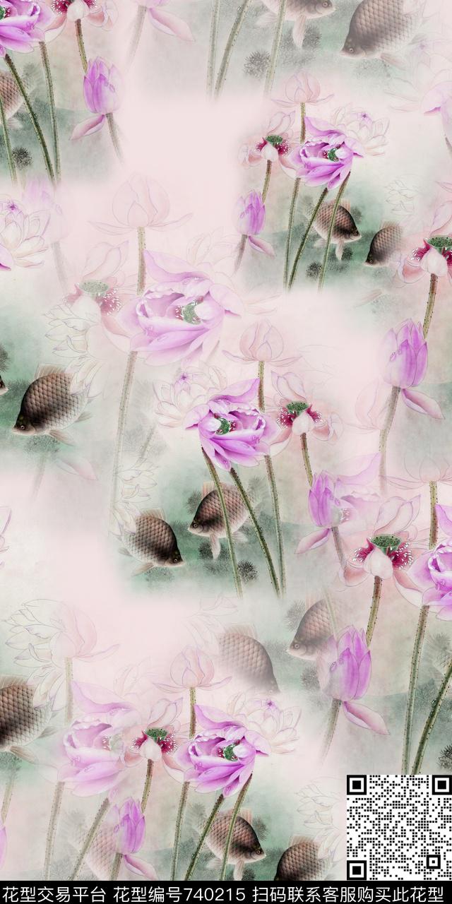 花朵花卉数码印花华亿平台下载（图片编号: 740215） - 瓦栏（Walan）