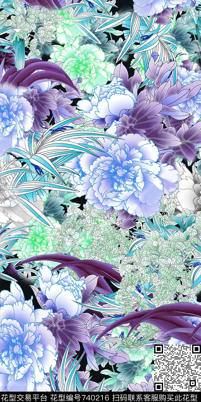花朵花卉数码印花华亿平台下载（图片编号: 740216） - 瓦栏（Walan）