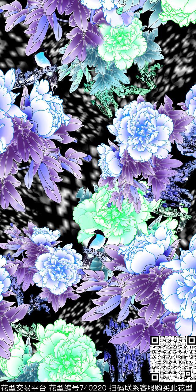 花朵花卉数码印花华亿平台下载（图片编号: 740220） - 瓦栏（Walan）