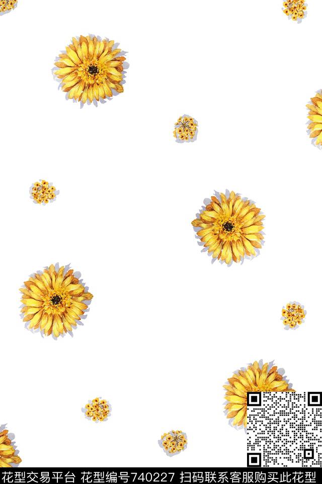 花朵花卉小菊花数码印花华亿平台下载（图片编号: 740227） - 瓦栏（Walan）