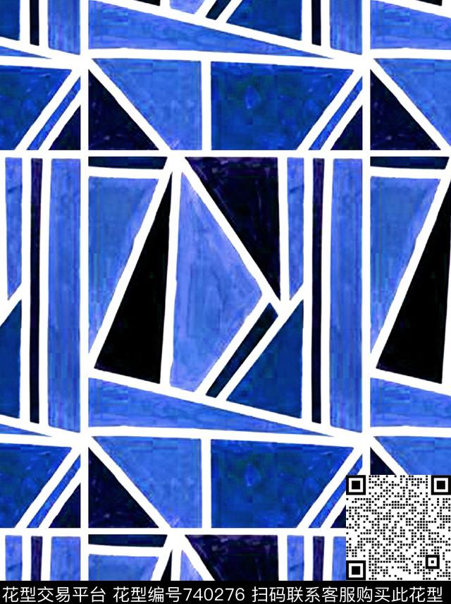几何拼接碎片传统印花华亿平台下载（图片编号: 740276） - 瓦栏（Walan）
