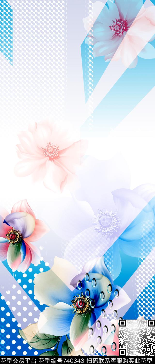 大花牡丹玫瑰数码印花华亿平台下载（图片编号: 740343） - 瓦栏（Walan）
