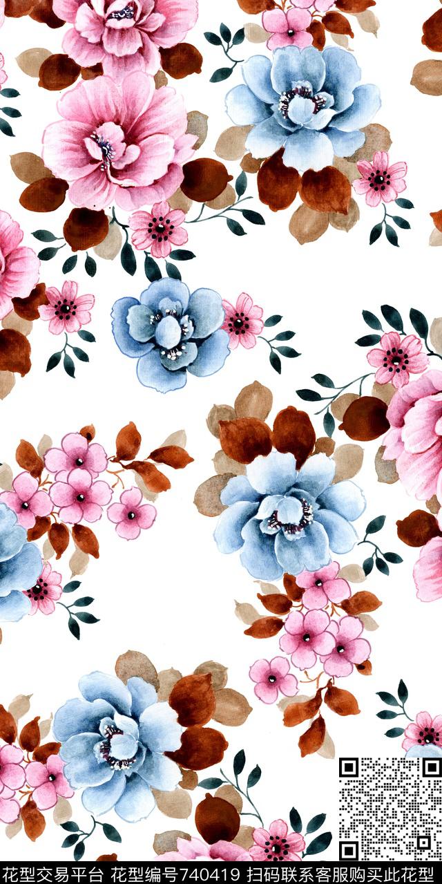 花朵牡丹花卉数码印花华亿平台下载（图片编号: 740419） - 瓦栏（Walan）