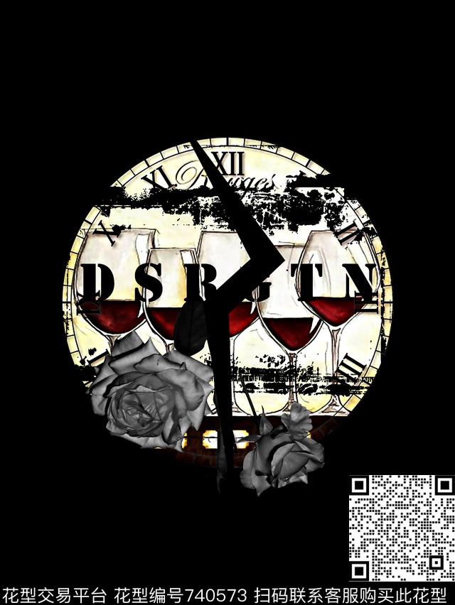 酒杯花卉男装T恤华亿平台数码印花华亿平台下载（图片编号: 740573） - 瓦栏（Walan）