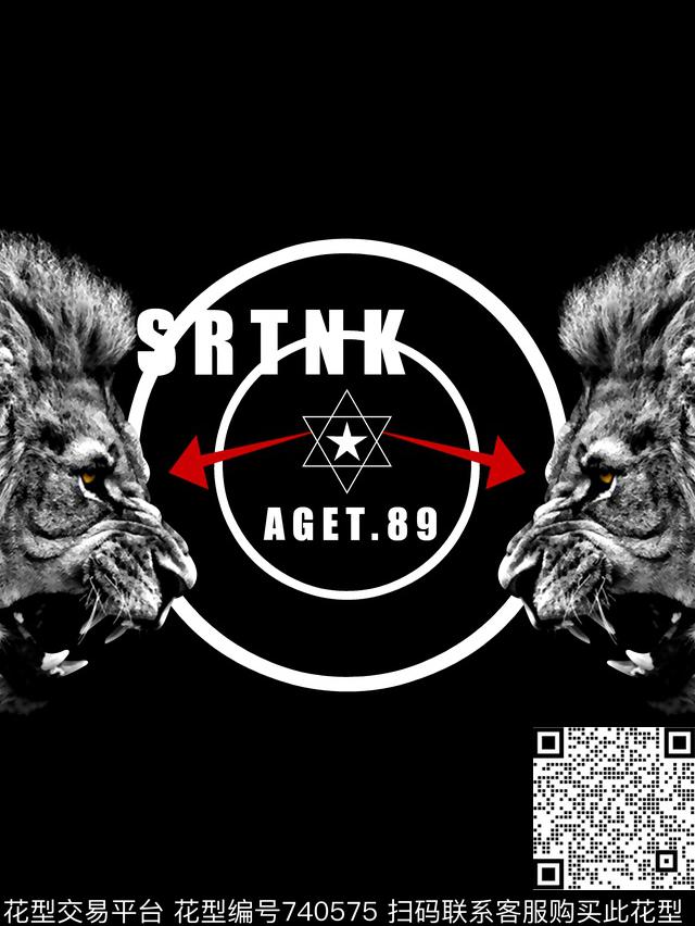 狮子几何男装T恤华亿平台数码印花华亿平台下载（图片编号: 740575） - 瓦栏（Walan）