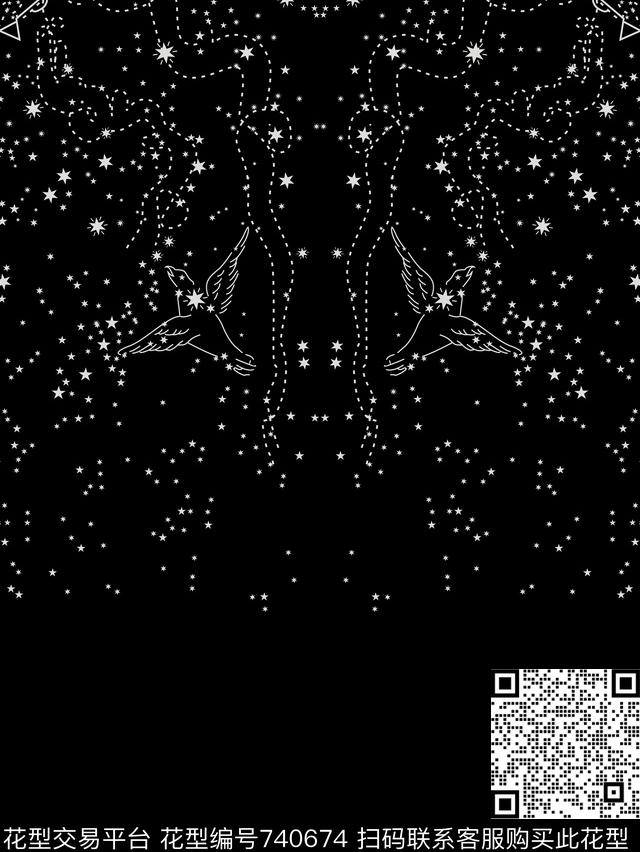 大牌几何星星数码印花华亿平台下载（图片编号: 740674） - 瓦栏（Walan）