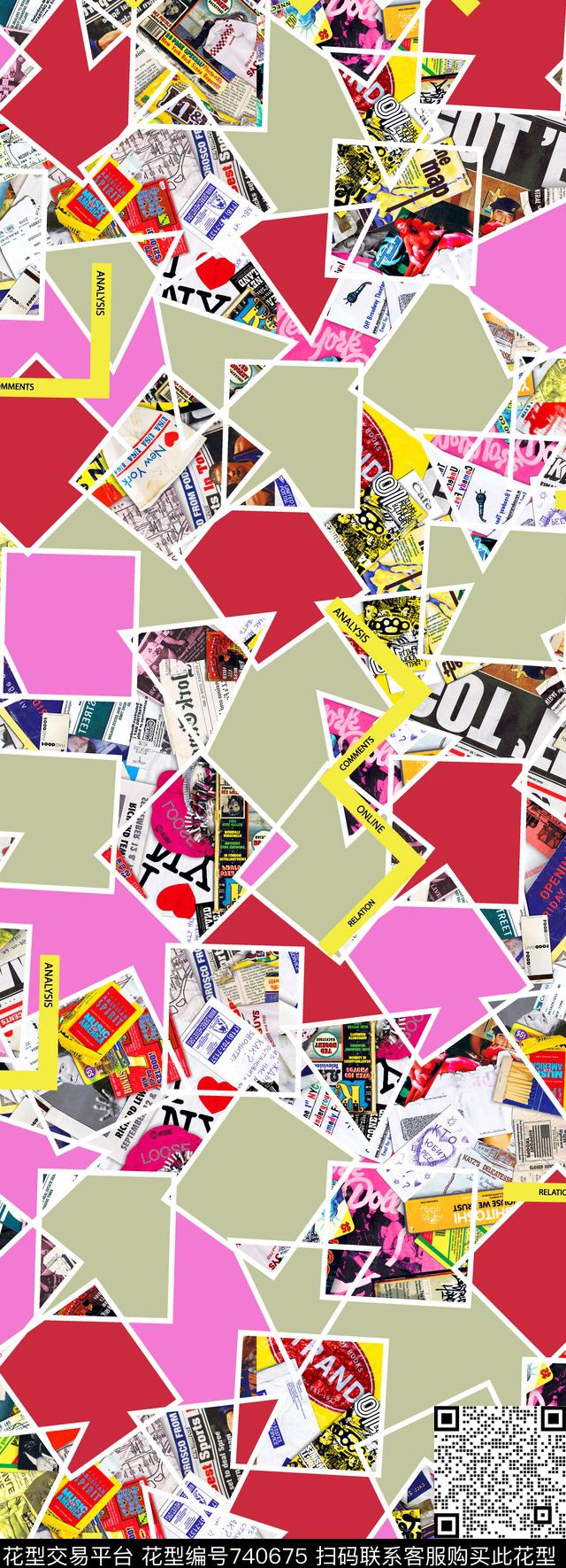 几何格子乱花数码印花华亿平台下载（图片编号: 740675） - 瓦栏（Walan）