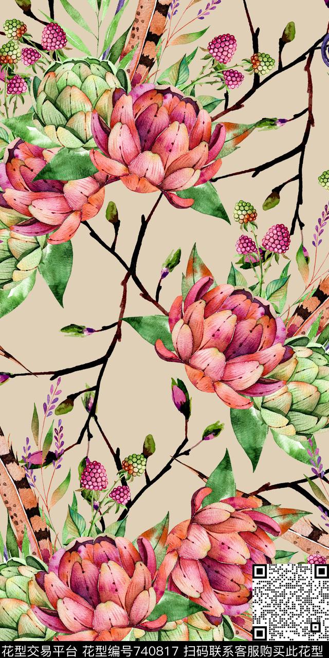 花朵花卉碎花数码印花华亿平台下载（图片编号: 740817） - 瓦栏（Walan）