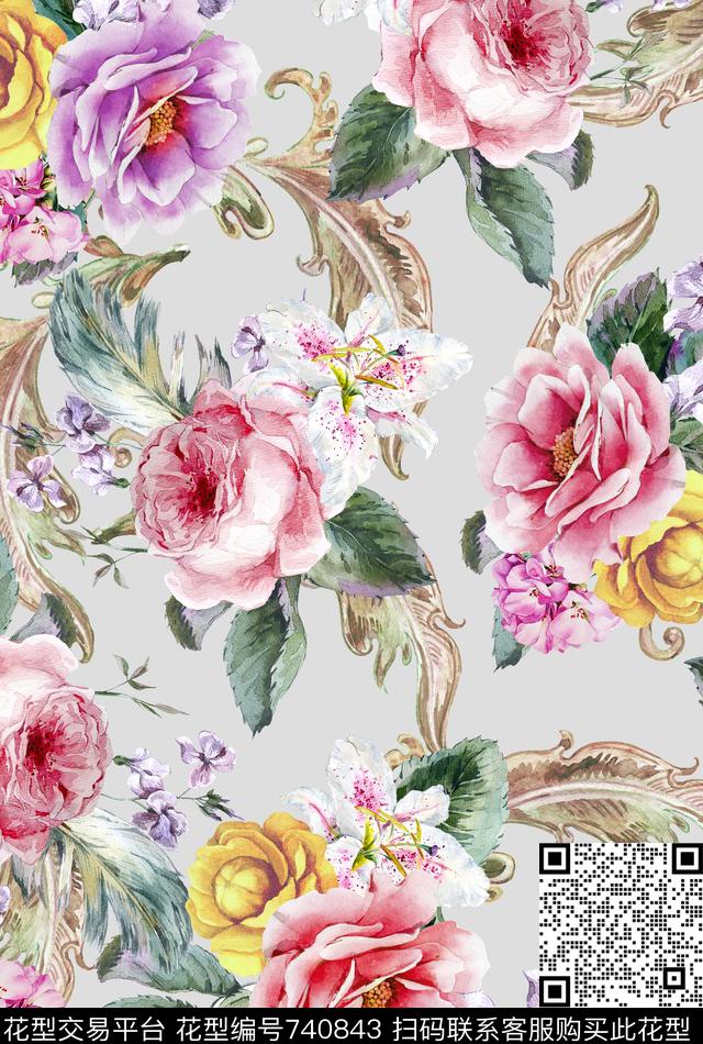 花卉沙发欧式数码印花华亿平台下载（图片编号: 740843） - 瓦栏（Walan）