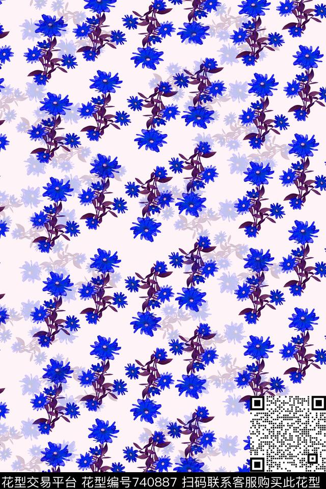 血红花卉透明花数码印花华亿平台下载（图片编号: 740887） - 瓦栏（Walan）