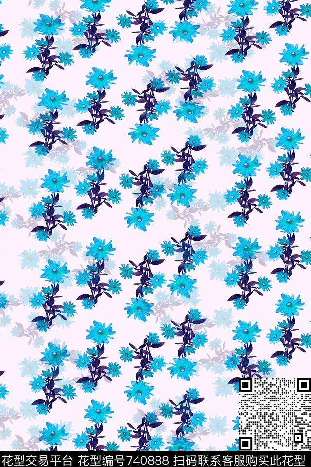 血红花卉透明花数码印花华亿平台下载（图片编号: 740888） - 瓦栏（Walan）