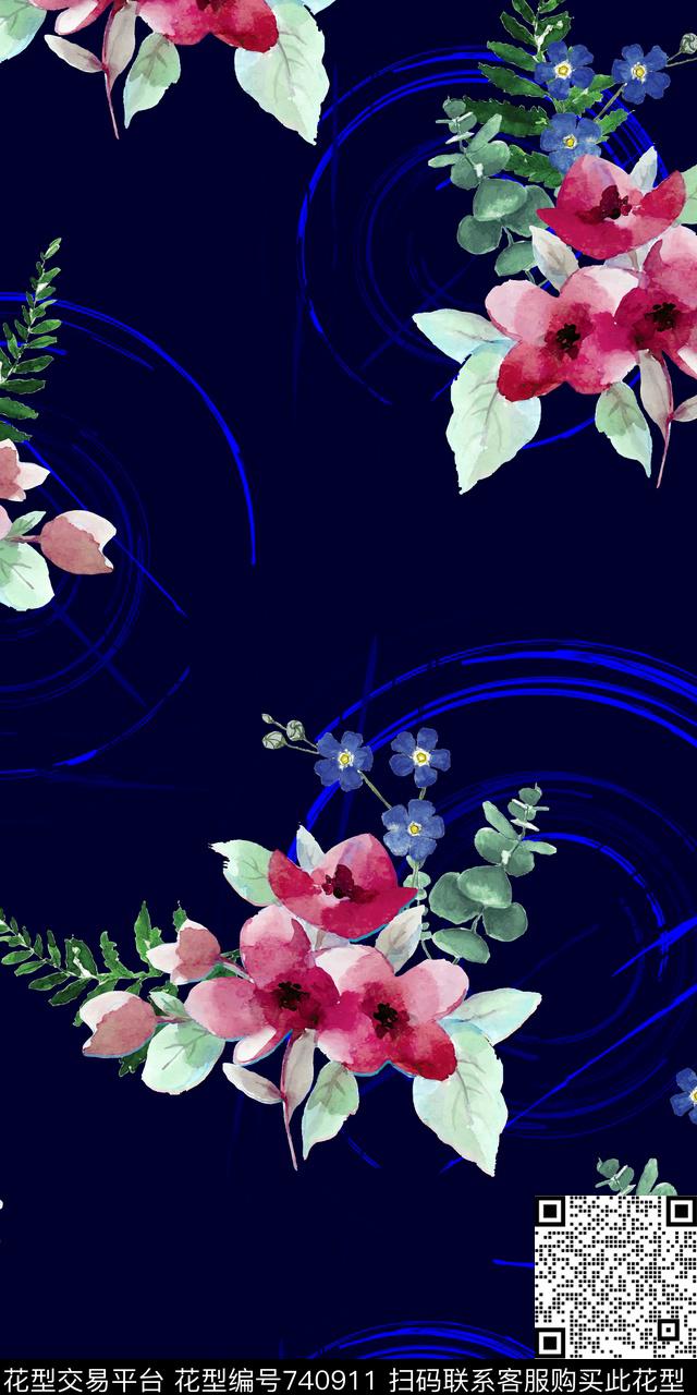 花朵花卉几何数码印花华亿平台下载（图片编号: 740911） - 瓦栏（Walan）