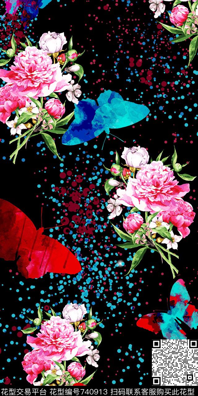 花朵花卉几何数码印花华亿平台下载（图片编号: 740913） - 瓦栏（Walan）