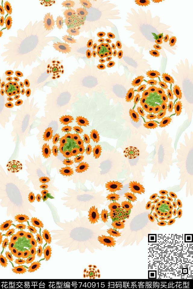 血红花卉透明花数码印花华亿平台下载（图片编号: 740915） - 瓦栏（Walan）