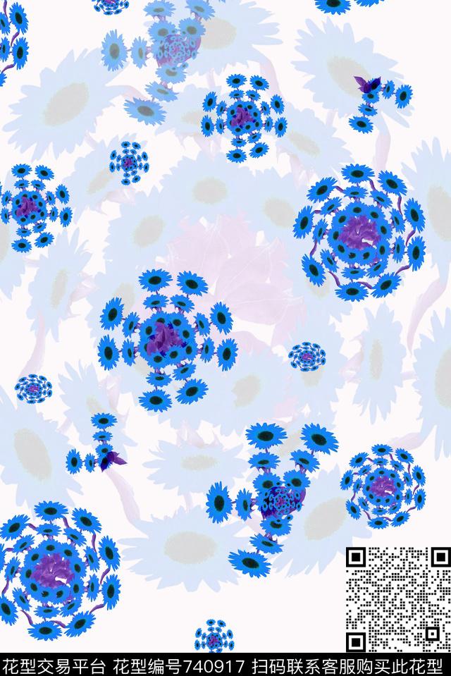 血红花卉透明花数码印花华亿平台下载（图片编号: 740917） - 瓦栏（Walan）