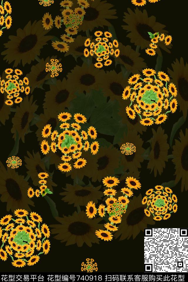 血红花卉透明花数码印花华亿平台下载（图片编号: 740918） - 瓦栏（Walan）