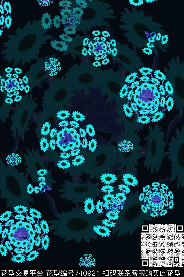 血红花卉透明花数码印花华亿平台下载（图片编号: 740921） - 瓦栏（Walan）