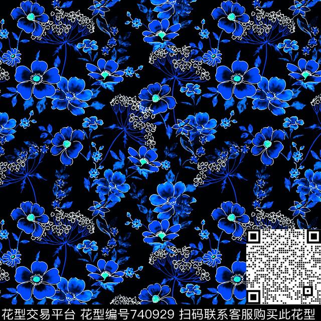 大花热带花卉数码印花华亿平台下载（图片编号: 740929） - 瓦栏（Walan）