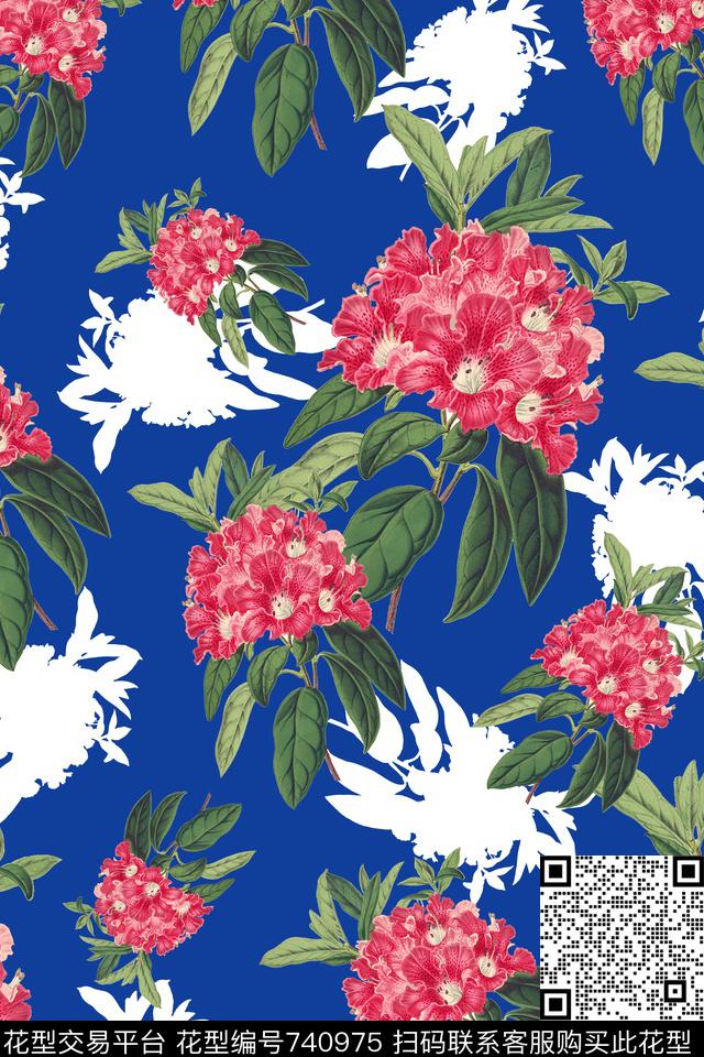 复古花卉大花乱花花鸟数码印花华亿平台下载（图片编号: 740975） - 瓦栏（Walan）