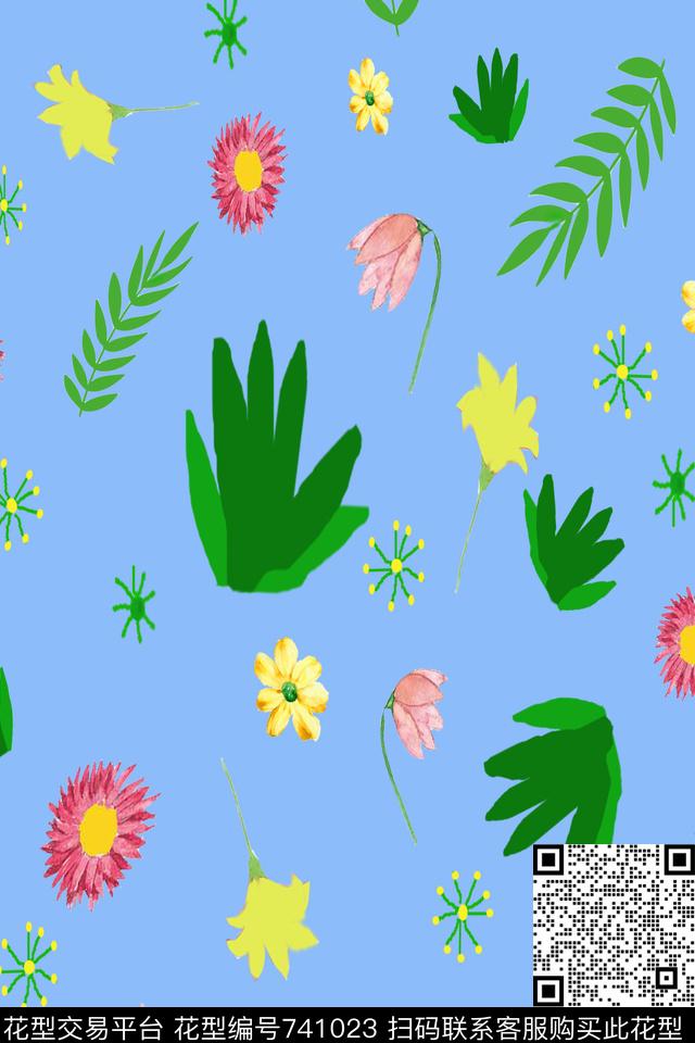 花卉数码印花华亿平台下载（图片编号: 741023） - 瓦栏（Walan）