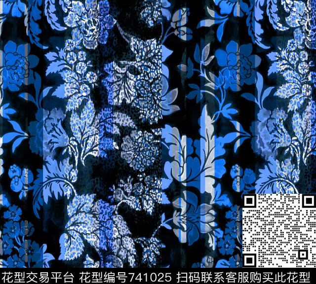 大花乱花花卉数码印花华亿平台下载（图片编号: 741025） - 瓦栏（Walan）