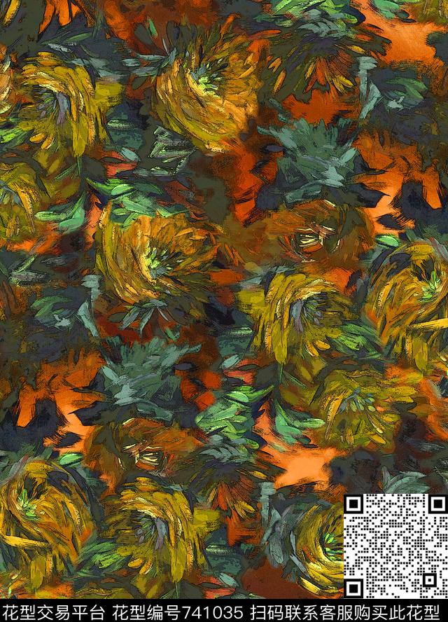 乱花花卉满版散花数码印花华亿平台下载（图片编号: 741035） - 瓦栏（Walan）