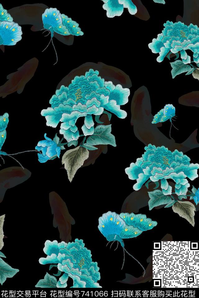 花朵花卉数码印花华亿平台下载（图片编号: 741066） - 瓦栏（Walan）