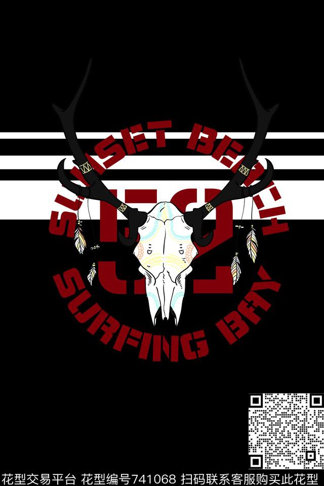 抽象动物英文几何数码印花华亿平台下载（图片编号: 741068） - 瓦栏（Walan）