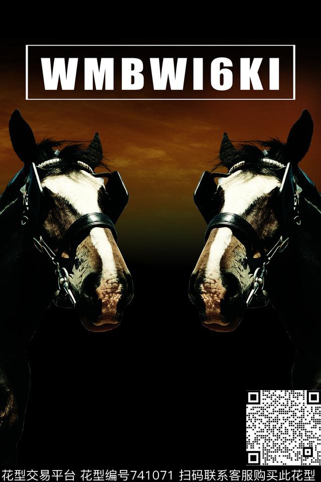 休闲风动物马英文数码印花华亿平台下载（图片编号: 741071） - 瓦栏（Walan）