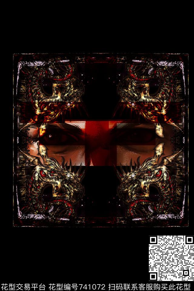 抽象人物复古重金属数码印花华亿平台下载（图片编号: 741072） - 瓦栏（Walan）