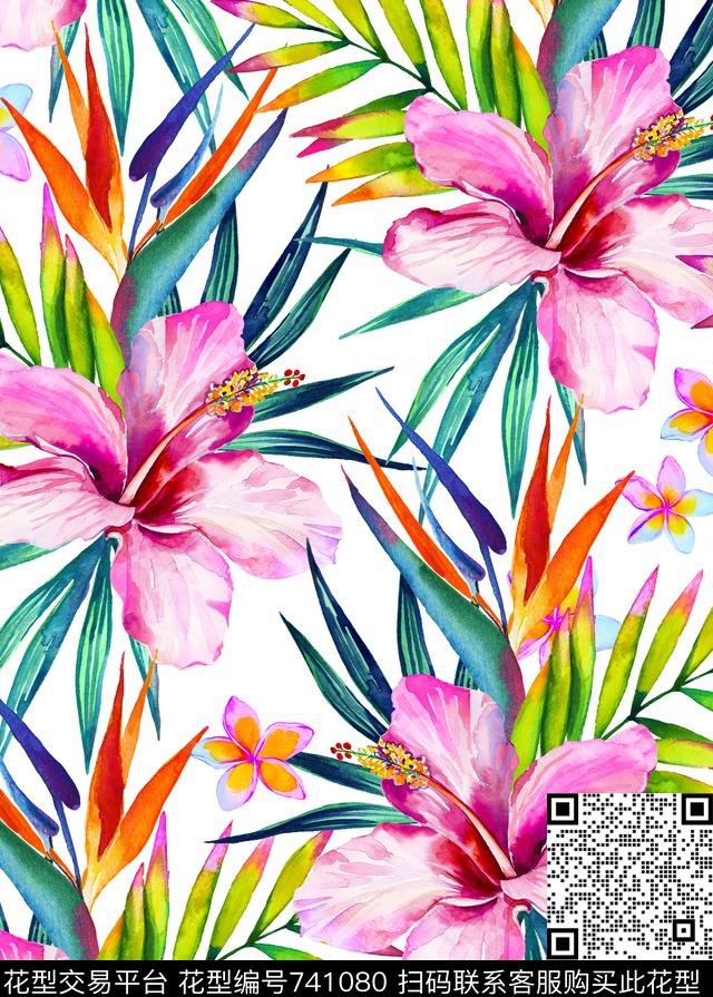 水仙花大花花朵数码印花华亿平台下载（图片编号: 741080） - 瓦栏（Walan）