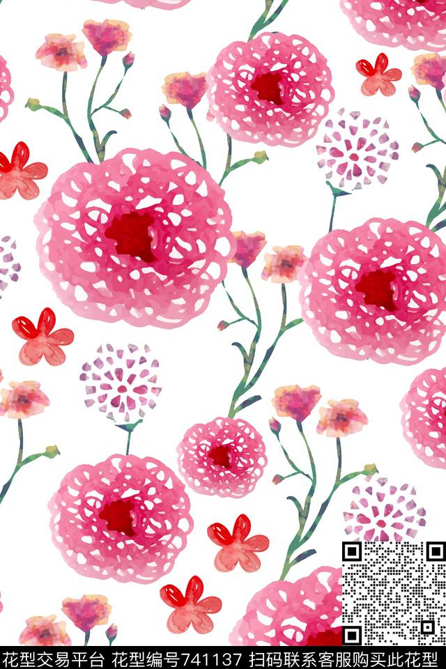 小碎花大花乱花传统印花华亿平台下载（图片编号: 741137） - 瓦栏（Walan）