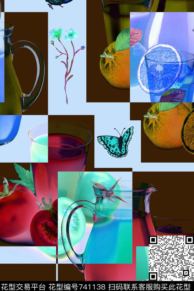 柠檬菠萝水果数码印花华亿平台下载（图片编号: 741138） - 瓦栏（Walan）