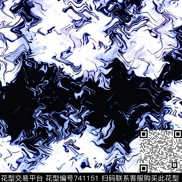 深蓝大海破碎数码印花华亿平台下载（图片编号: 741151） - 瓦栏（Walan）