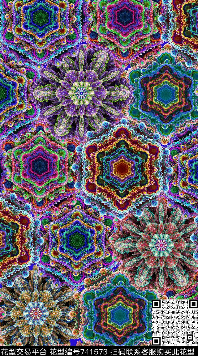 民族风几何格子数码印花华亿平台下载（图片编号: 741573） - 瓦栏（Walan）