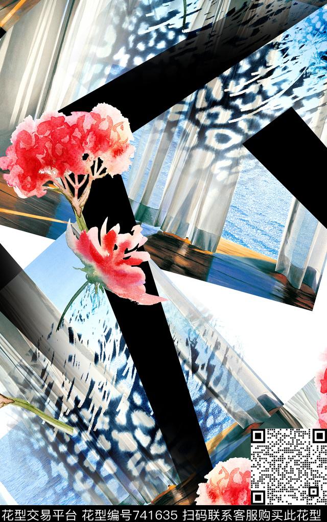 花朵花卉虎纹数码印花华亿平台下载（图片编号: 741635） - 瓦栏（Walan）