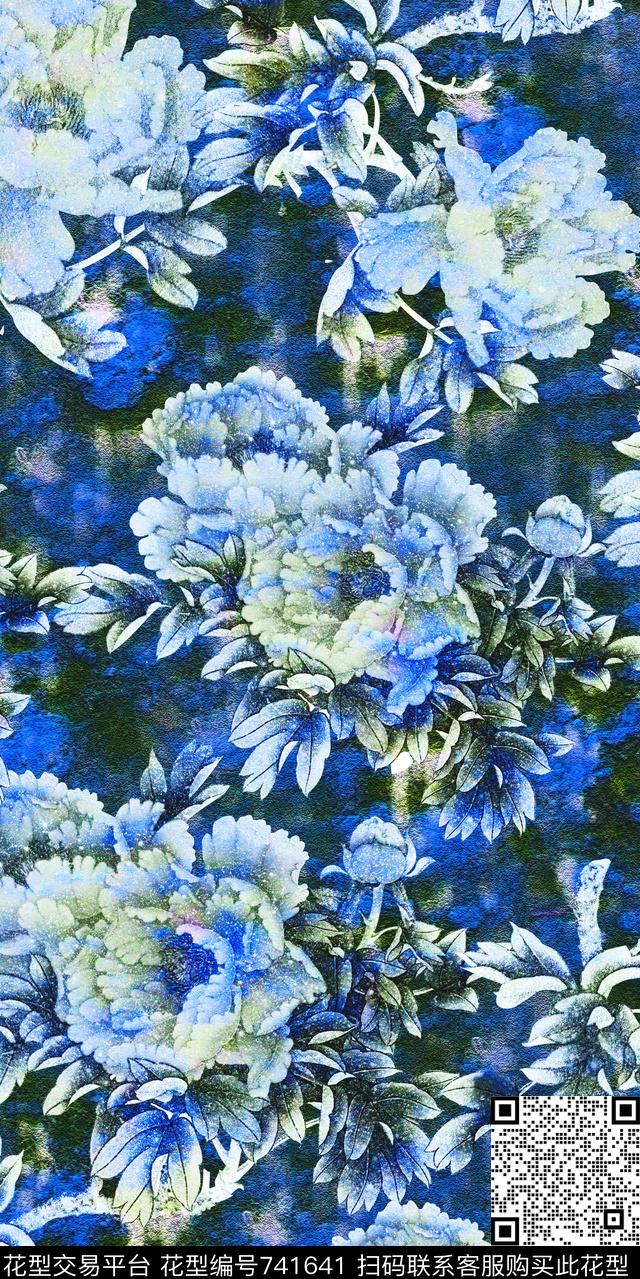 花卉抽象数码数码印花华亿平台下载（图片编号: 741641） - 瓦栏（Walan）