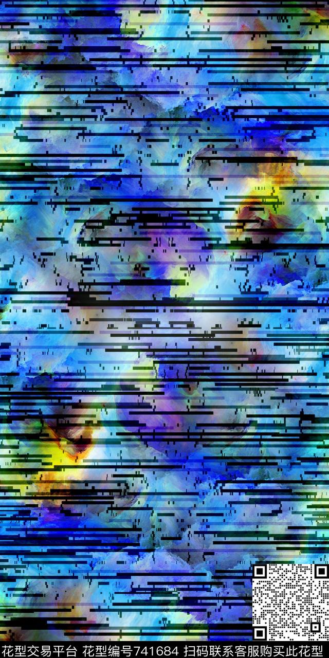 抽象几何云彩数码印花华亿平台下载（图片编号: 741684） - 瓦栏（Walan）
