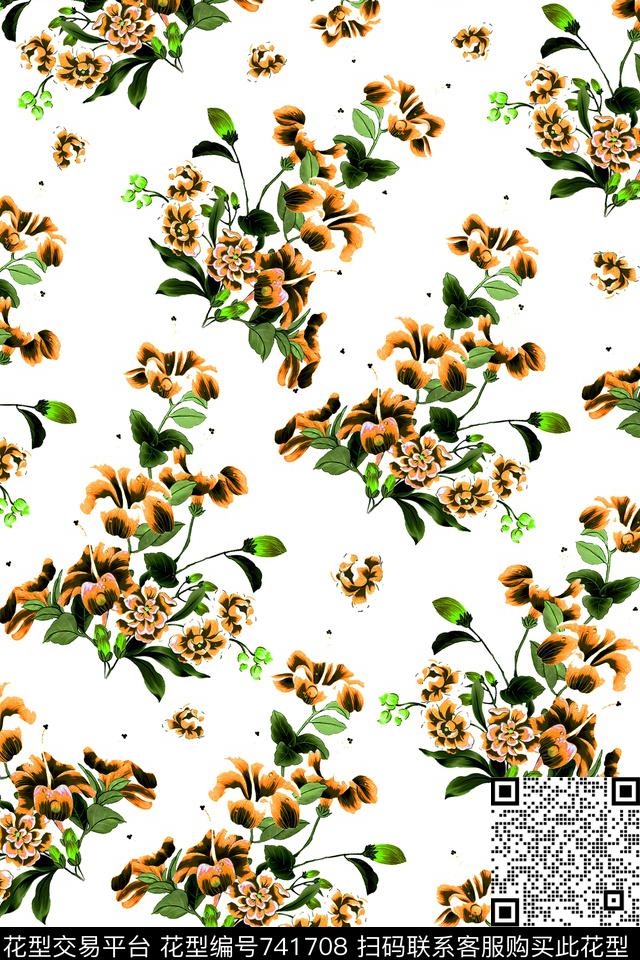 小碎花花朵花卉数码印花华亿平台下载（图片编号: 741708） - 瓦栏（Walan）