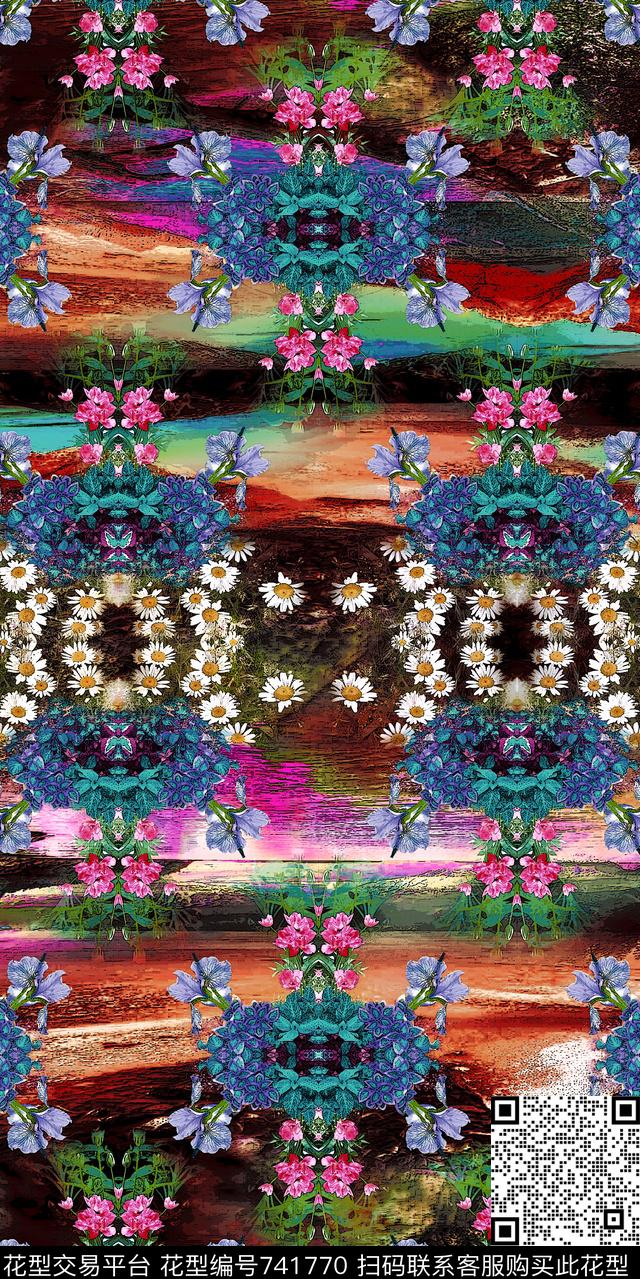 风景百合小碎花数码印花华亿平台下载（图片编号: 741770） - 瓦栏（Walan）