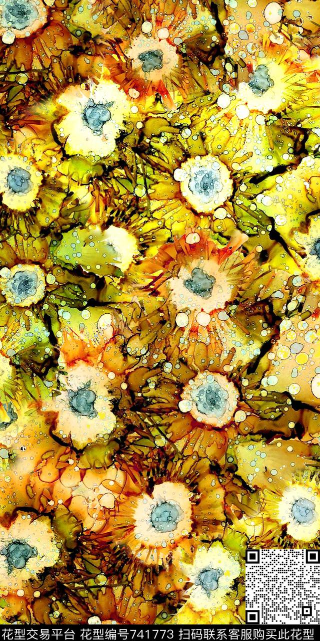 数码水彩水墨数码印花华亿平台下载（图片编号: 741773） - 瓦栏（Walan）