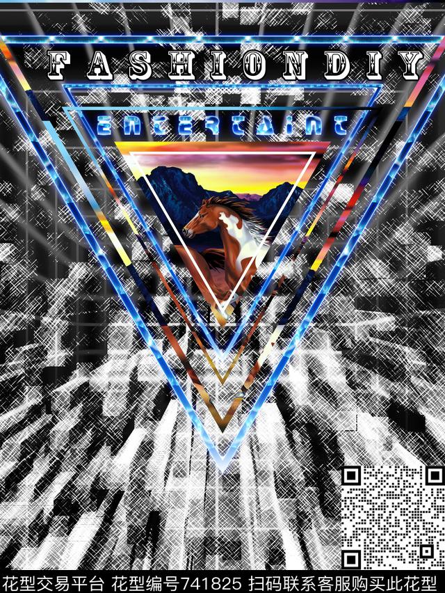 马动物抽象数码印花华亿平台下载（图片编号: 741825） - 瓦栏（Walan）