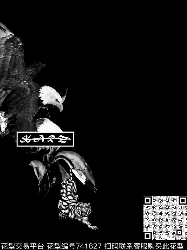老鹰花卉男装T恤华亿平台数码印花华亿平台下载（图片编号: 741827） - 瓦栏（Walan）