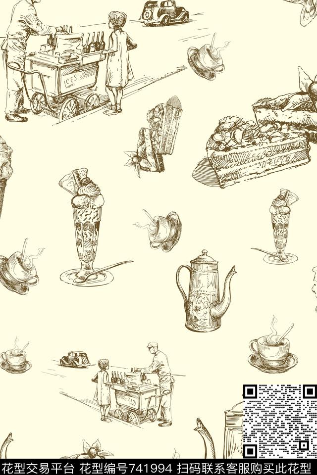 抽象趣味传统印花华亿平台下载（图片编号: 741994） - 瓦栏（Walan）